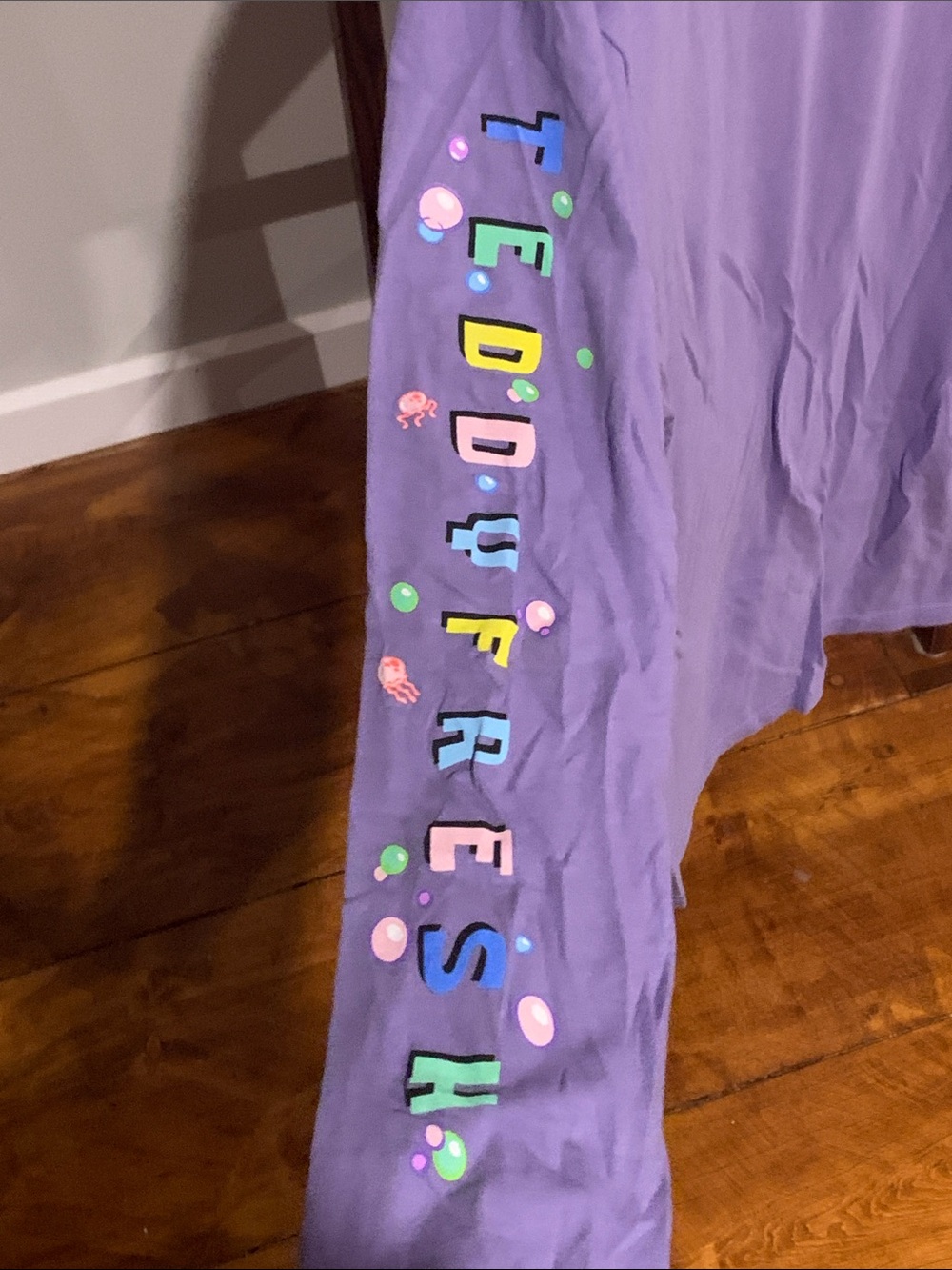 Teddy Fresh Sponge Bob Purple Bubble Bear Long Sleeve Tee with Pastel Graphic - Picture 3 of 3
